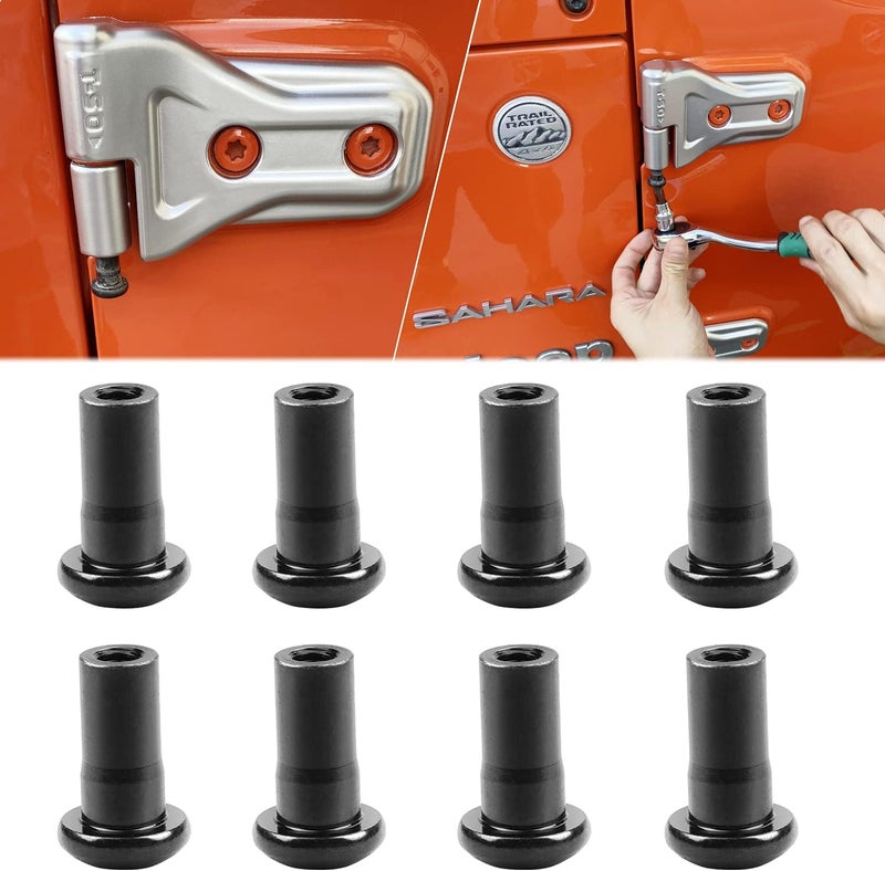MOEBULB Door Hinge Nuts Compatible with 2018-2022 Jeep Wrangler JL JLU Rubicon Gladiator 2/4 Door - 8pcs - Image 1